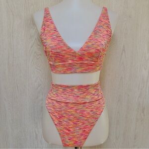 Aerie space dye coral Multicolor bikini set size small